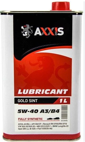 Масло моторн. AXXIS 5W-40 A3/B4 Gold Sint (Каністра 1л)