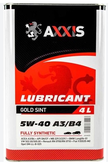 Масло моторн. AXXIS 5W-40 A3/B4 Gold Sint (Каністра 4л)